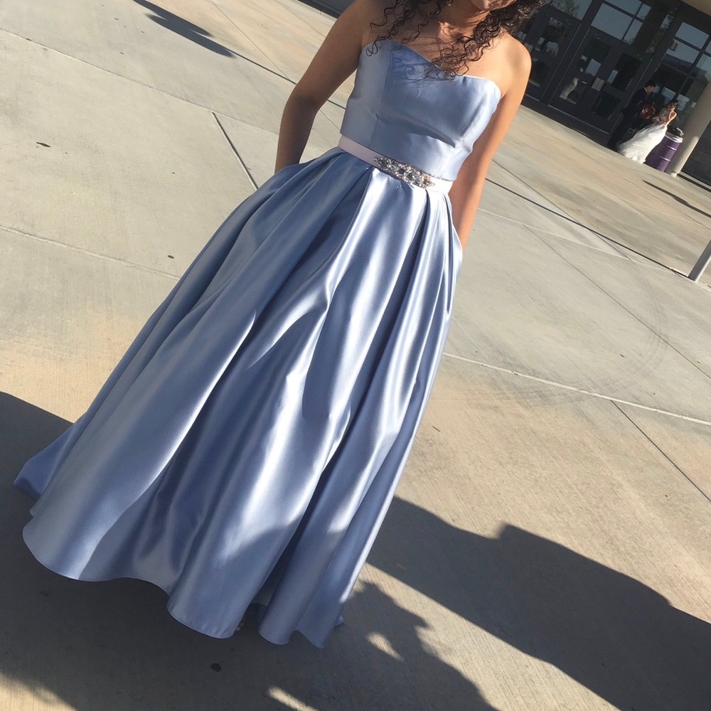 Baby blue strapless ball gown dress size 8